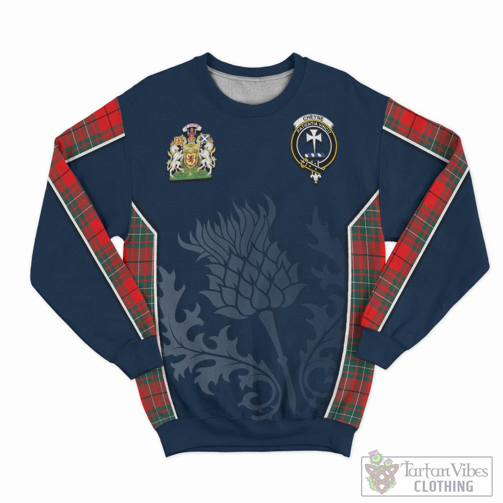 Cheyne Tartan Sweatshirt with Family Crest and Scottish Thistle Vibes Sport Style - Tartan Vibes Clothing
