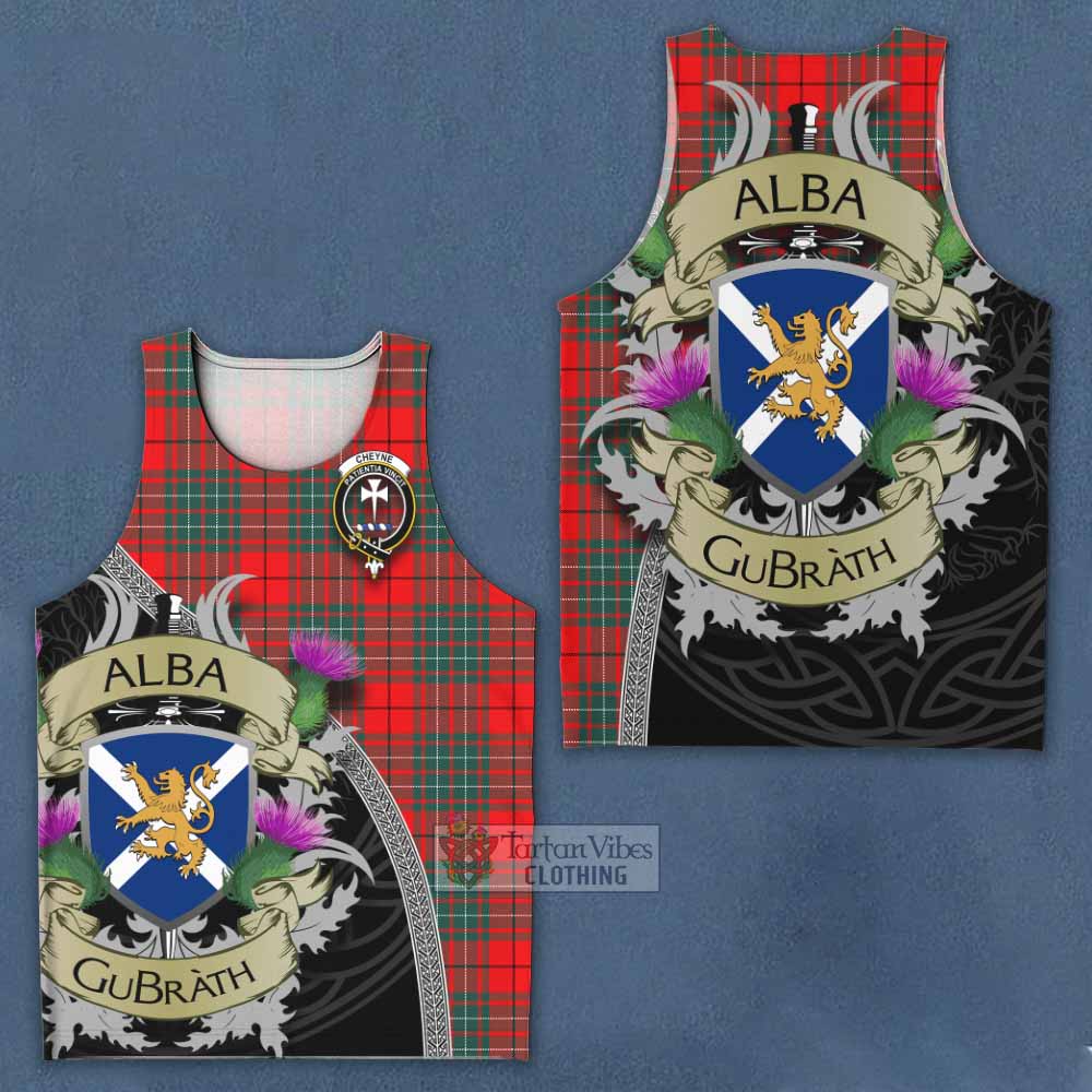 Cheyne Tartan Family Crest Men's Tank Top Lion Rampant Royal Thistle Shield Celtic Inspired - Tartan Vibes Clothing