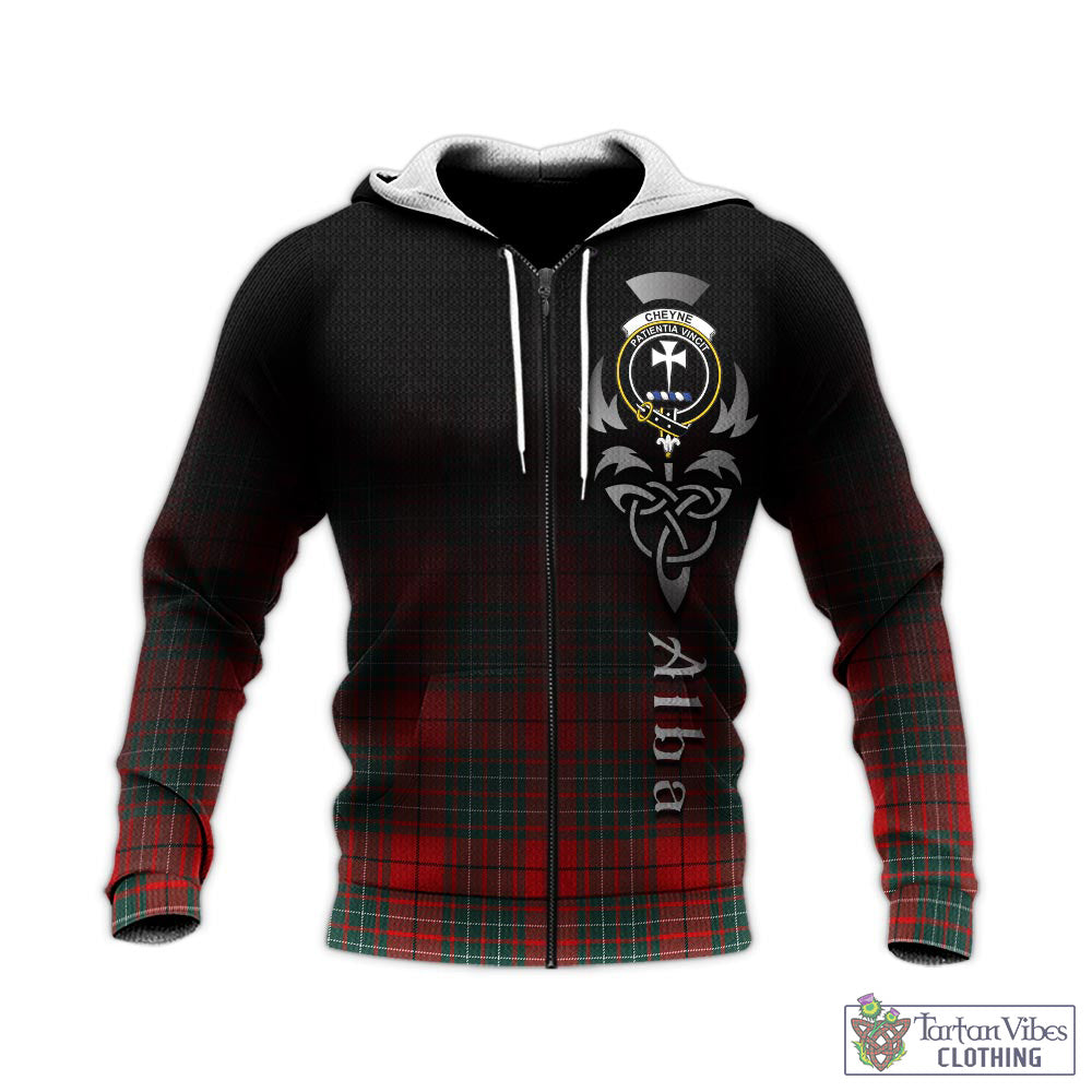 Cheyne Tartan Knitted Hoodie Featuring Alba Gu Brath Family Crest Celtic Inspired - Tartan Vibes Clothing