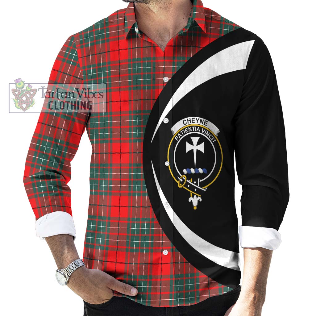 Cheyne Tartan Long Sleeve Button Up with Family Crest Circle Style - Tartan Vibes Clothing
