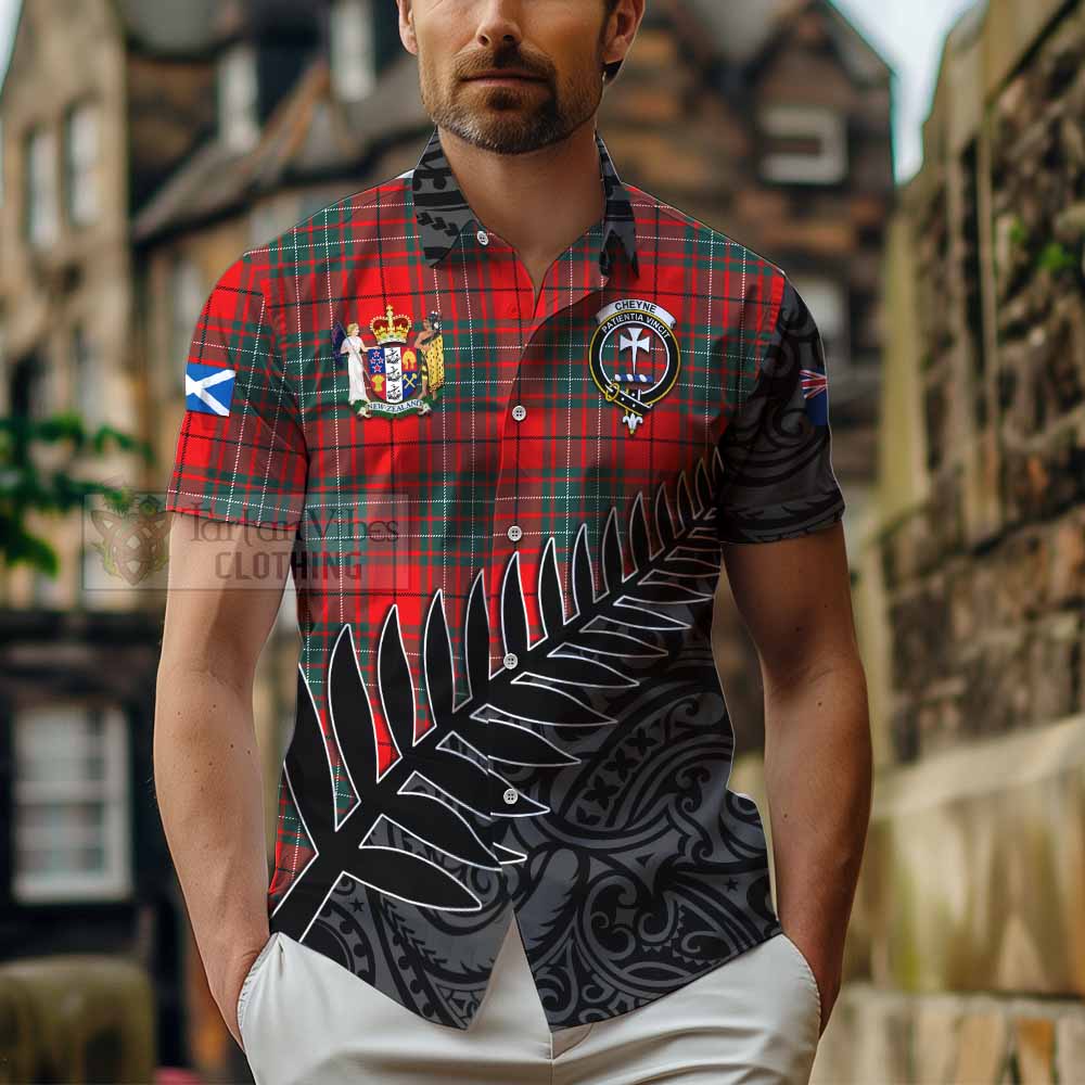 Cheyne Crest Tartan Hawaiian Shirt with New Zealand Silver Fern Half Style - Tartan Vibes Clothing