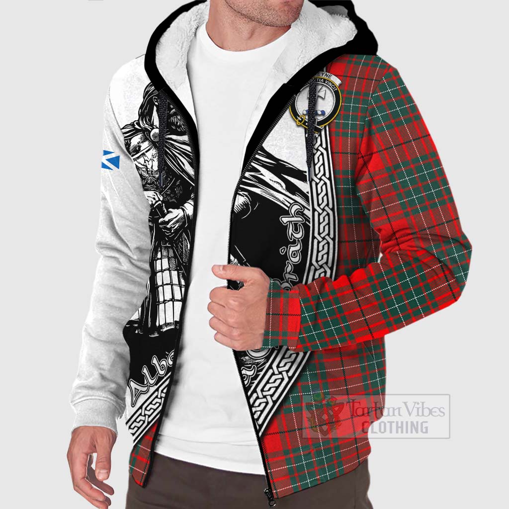 Cheyne Tartan Clan Crest Sherpa Hoodie with Highlander Warrior Celtic Style Unisex - Tartan Vibes Clothing