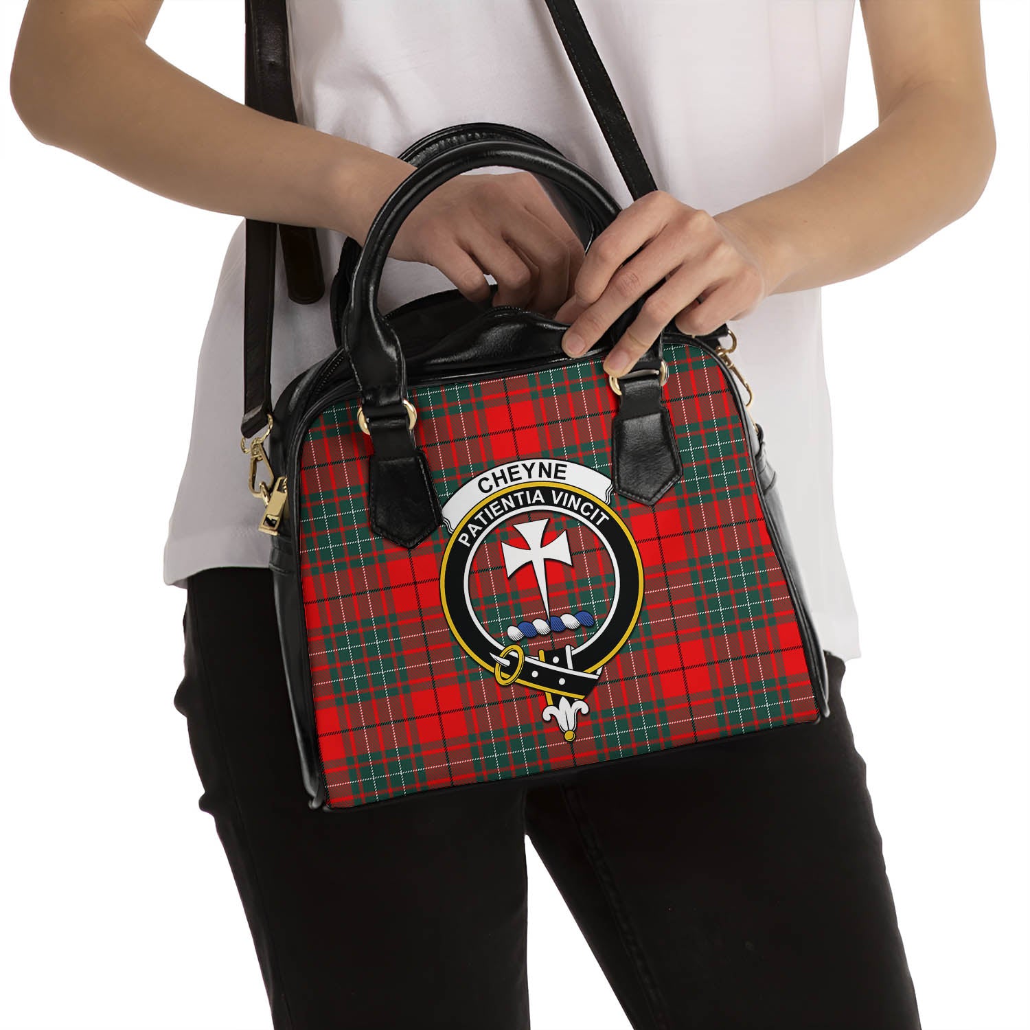 Cheyne Tartan Shoulder Handbags with Family Crest - Tartanvibesclothing