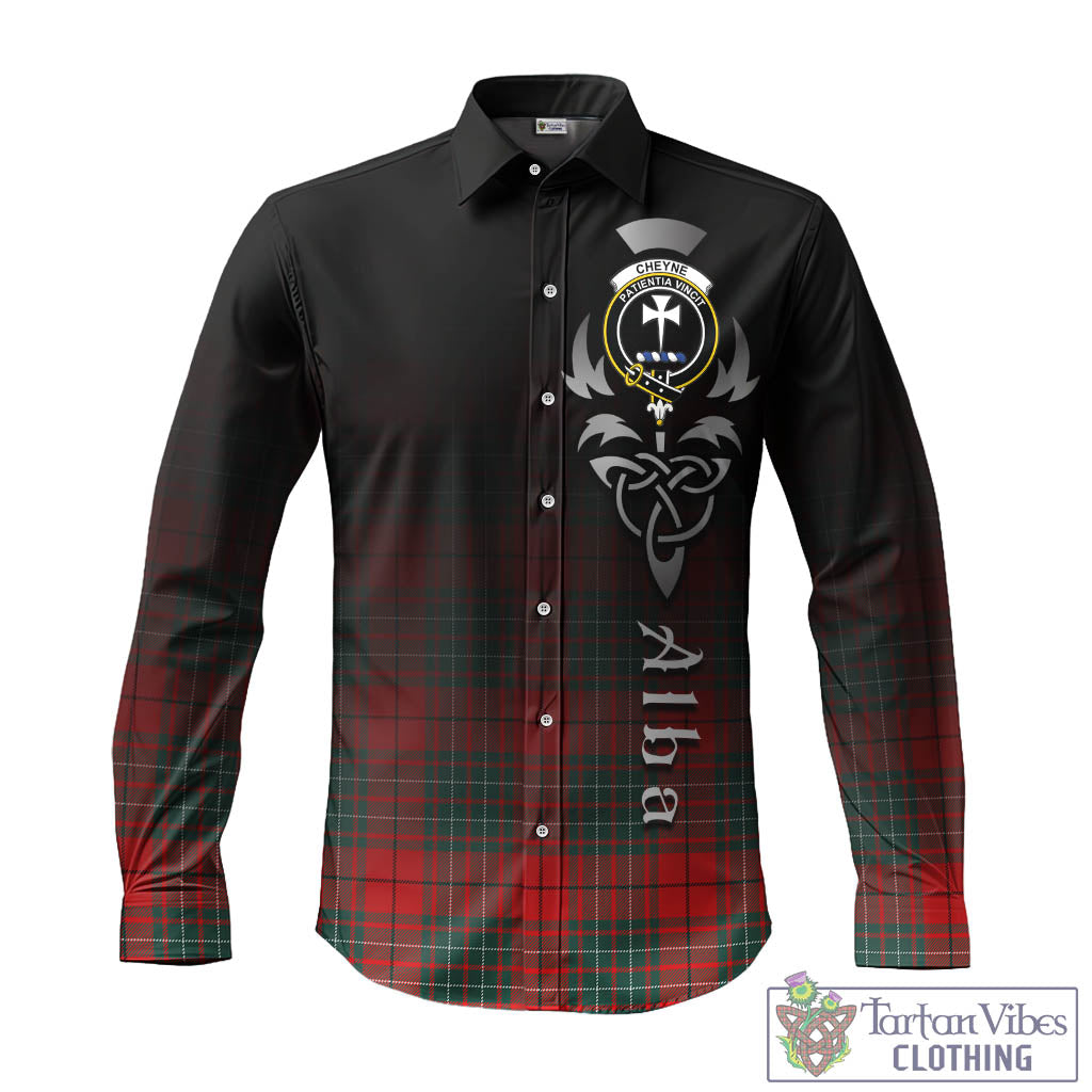 Cheyne Tartan Long Sleeve Button Up Featuring Alba Gu Brath Family Crest Celtic Inspired - Tartan Vibes Clothing