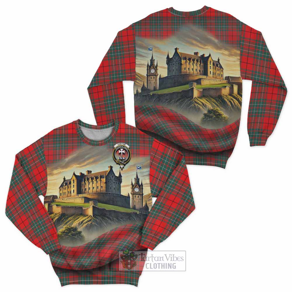 Cheyne Tartan Family Crest Sweatshirt with Scottish Ancient Castle Style - Tartan Vibes Clothing