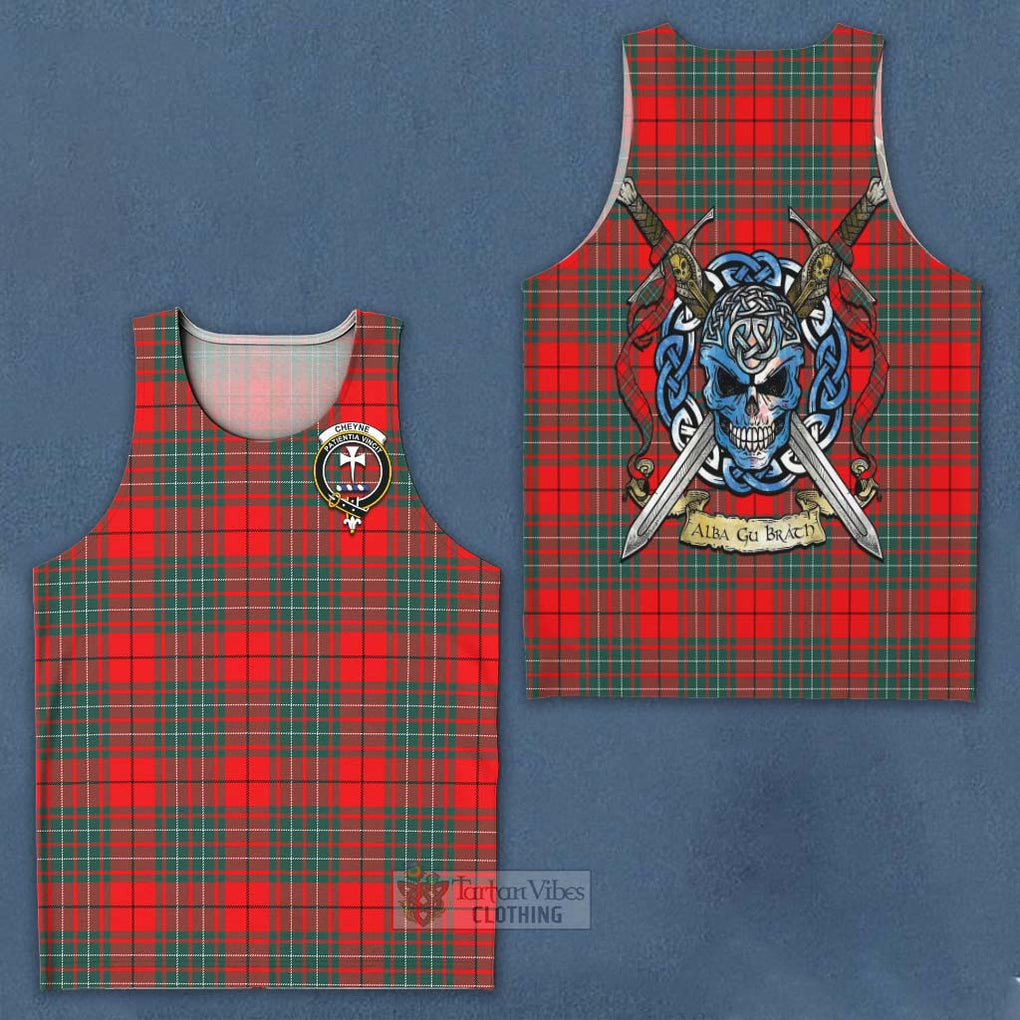 Cheyne Tartan Men's Tank Top with Family Crest Celtic Skull Style - Tartan Vibes Clothing