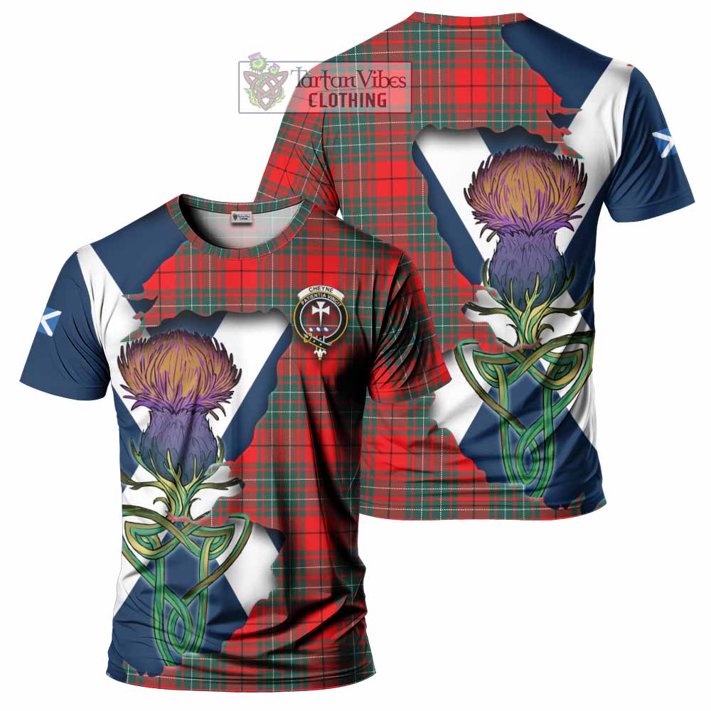 Tartan Vibes Clothing Cheyne Tartan Family Crest T-Shirt Scottish Thistle Celtic Inspired