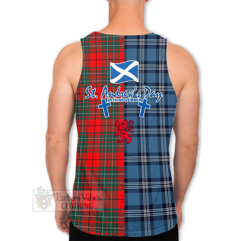 Cheyne Tartan Men's Tank Top Happy St. Andrew's Day Half Tartan Style - Tartan Vibes Clothing