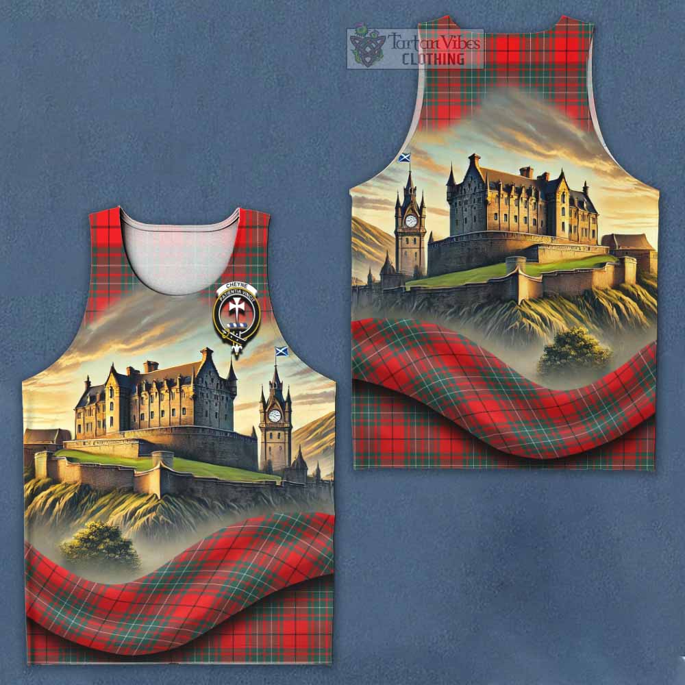 Cheyne Tartan Family Crest Men's Tank Top with Scottish Ancient Castle Style - Tartan Vibes Clothing