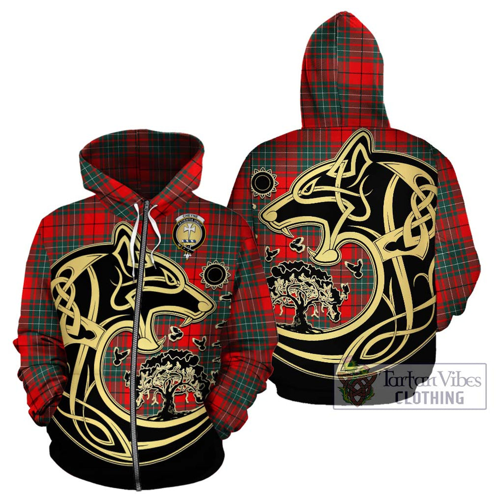 Cheyne Tartan Hoodie with Family Crest Celtic Wolf Style - Tartan Vibes Clothing