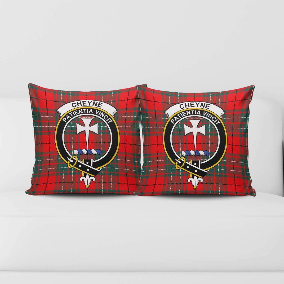 Cheyne Tartan Pillow Cover with Family Crest - Tartan Vibes Clothing