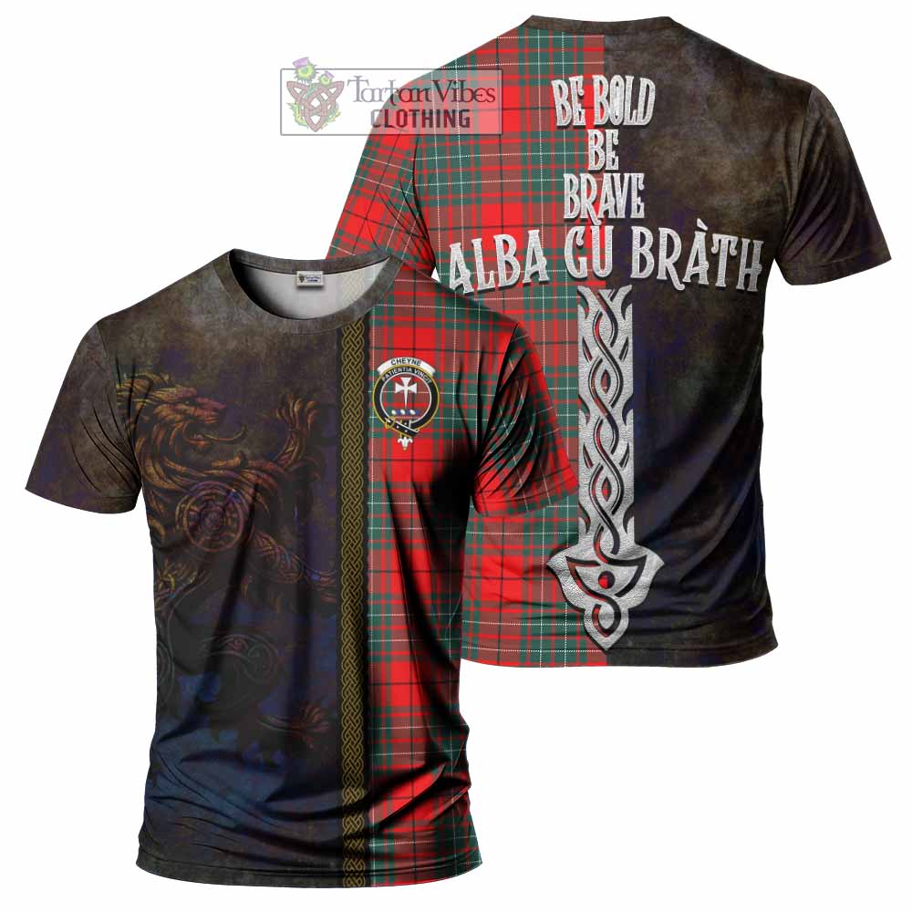 Cheyne Tartan Family Crest T-Shirt Alba Gu Brath Be Brave Lion Ancient Style - Tartan Vibes Clothing