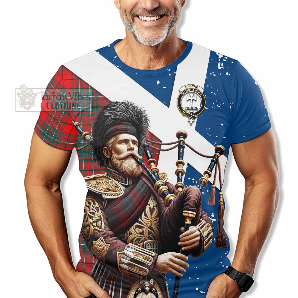 Cheyne Tartan T-Shirt with Family Crest Scottish Bagpiper Vibes - Tartan Vibes Clothing