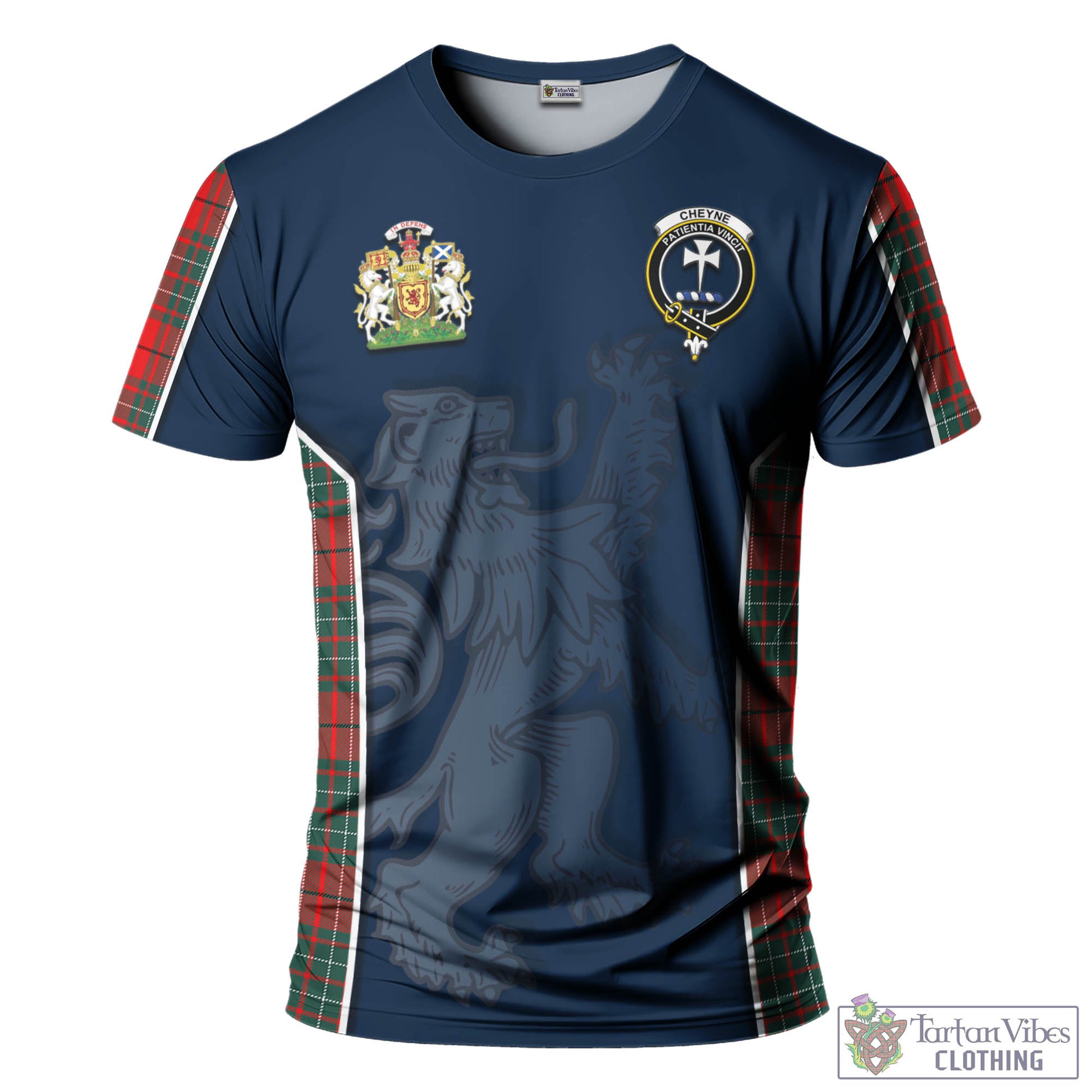 Tartan Vibes Clothing Cheyne Tartan T-Shirt with Family Crest and Lion Rampant Vibes Sport Style