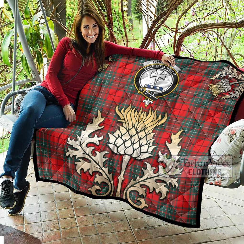 Tartan Vibes Clothing Cheyne Tartan Quilt with Family Crest and Golden Thistle Style