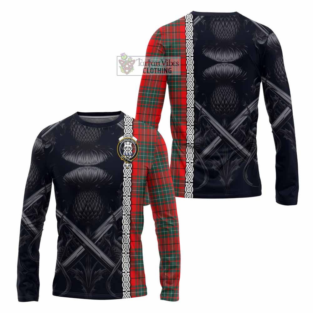 Cheyne Tartan Long Sleeve T-Shirt with Family Crest Cross Sword Thistle Celtic Vibes - Tartan Vibes Clothing