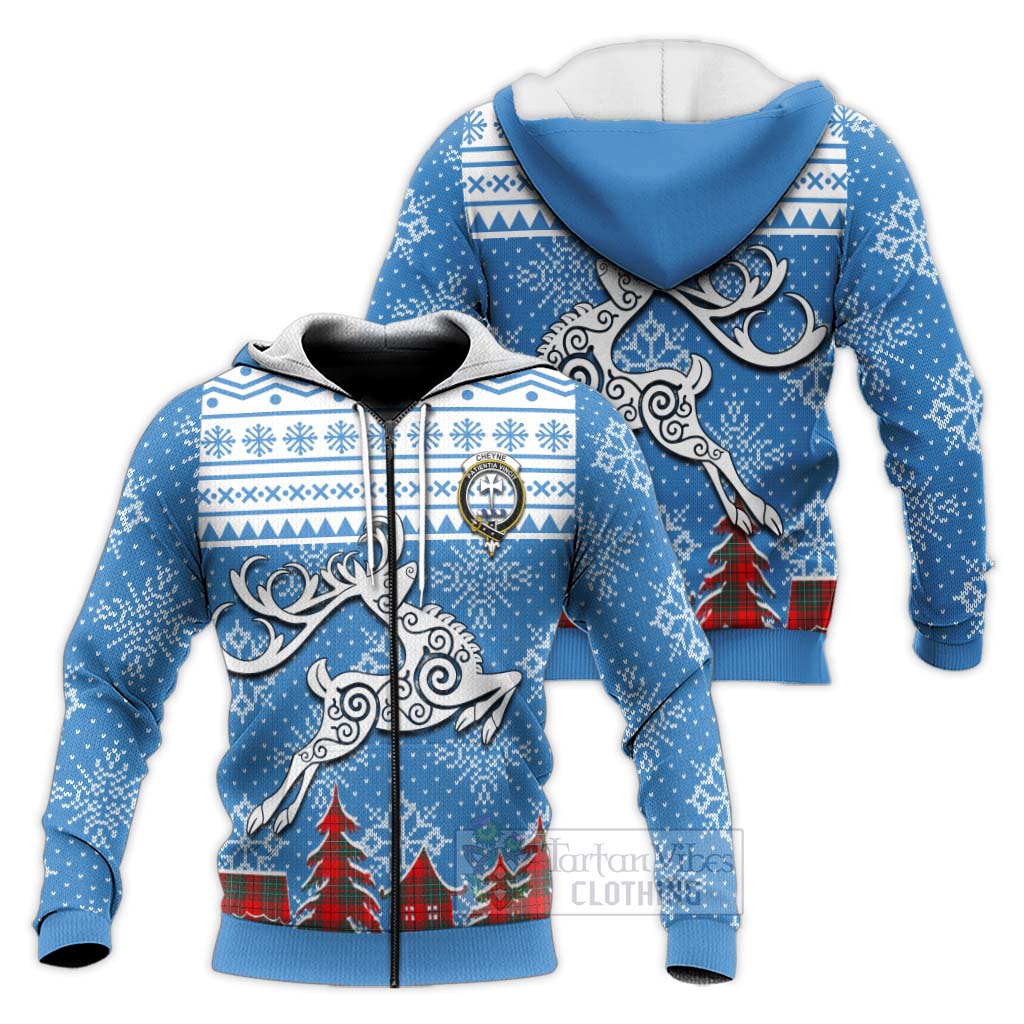 Cheyne Clan Christmas Knitted Hoodie Celtic Reindeer Style Unisex - Tartan Vibes Clothing