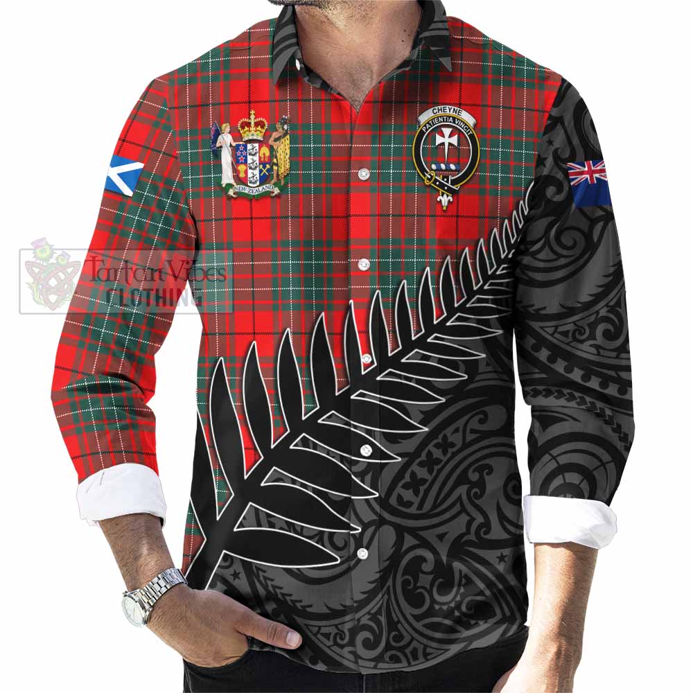 Cheyne Crest Tartan Long Sleeve Button Shirt with New Zealand Silver Fern Half Style - Tartan Vibes Clothing