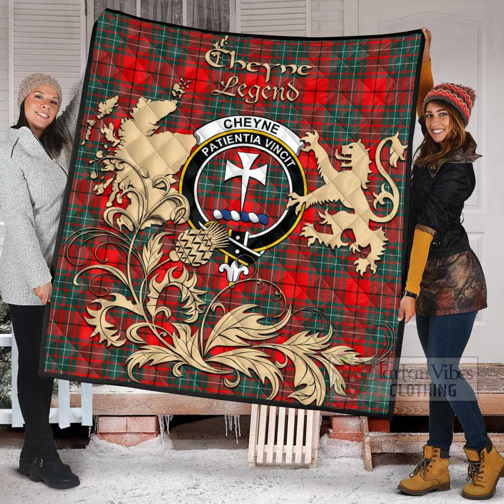 Tartan Vibes Clothing Cheyne Tartan Quilt with Family Crest and Scottish Symbol Style