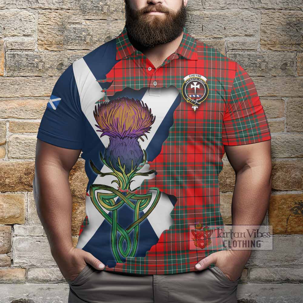 Tartan Vibes Clothing Cheyne Tartan Family Crest Polo Shirt Scottish Thistle Celtic Inspired