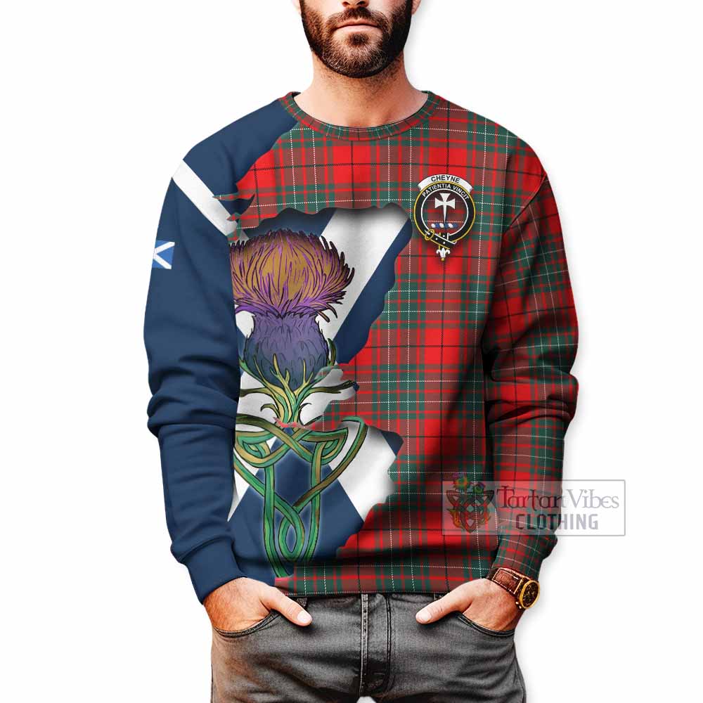 Tartan Vibes Clothing Cheyne Tartan Family Crest Sweatshirt Scottish Thistle Celtic Inspired