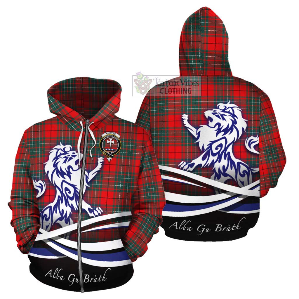 Cheyne Tartan Cotton Hoodie with Alba Gu Brath Regal Lion Emblem - Tartan Vibes Clothing