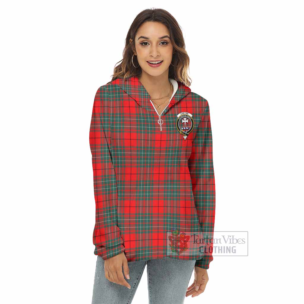 Cheyne Tartan Women's Borg Fleece Hoodie with Half Zip with Family Crest - Tartan Vibes Clothing