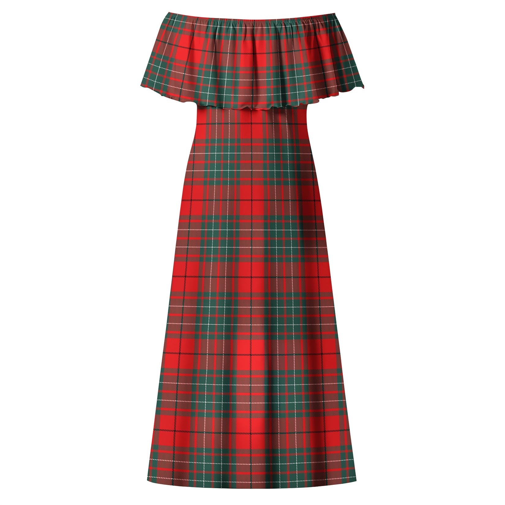 Cheyne Tartan Off Shoulder Long Dress - Tartan Vibes Clothing