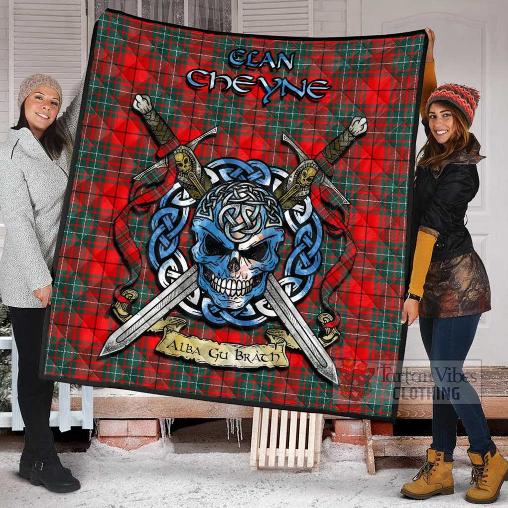 Cheyne Tartan Quilt with Celtic Skull Alba Gu Brath Style - Tartan Vibes Clothing
