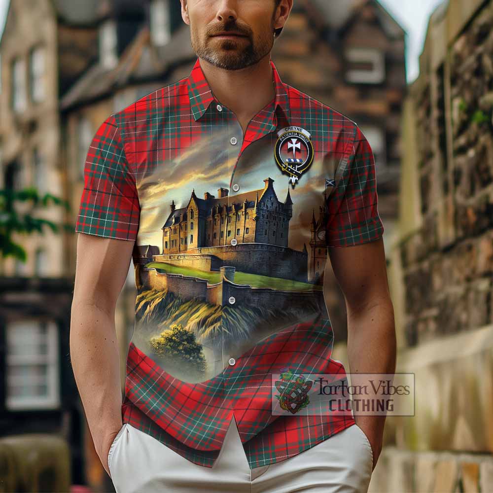 Cheyne Tartan Family Crest Hawaiian Shirt with Scottish Ancient Castle Style - Tartan Vibes Clothing