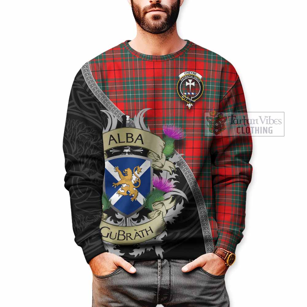 Cheyne Tartan Family Crest Sweatshirt Lion Rampant Royal Thistle Shield Celtic Inspired - Tartan Vibes Clothing