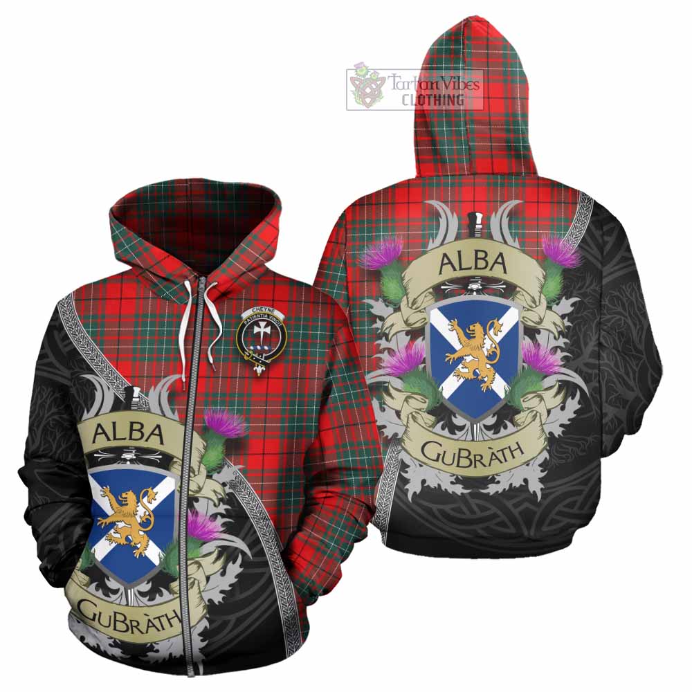 Cheyne Tartan Family Crest Hoodie Lion Rampant Royal Thistle Shield Celtic Inspired Zip Hoodie - Tartan Vibes Clothing