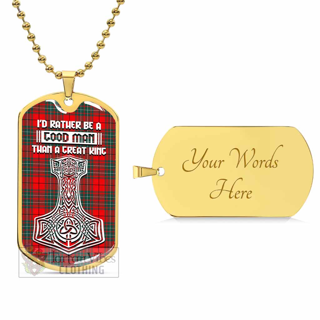 Cheyne Tartan Dog Tag Necklace Viking Mjolnir Style Gold Yes - Tartan Vibes Clothing