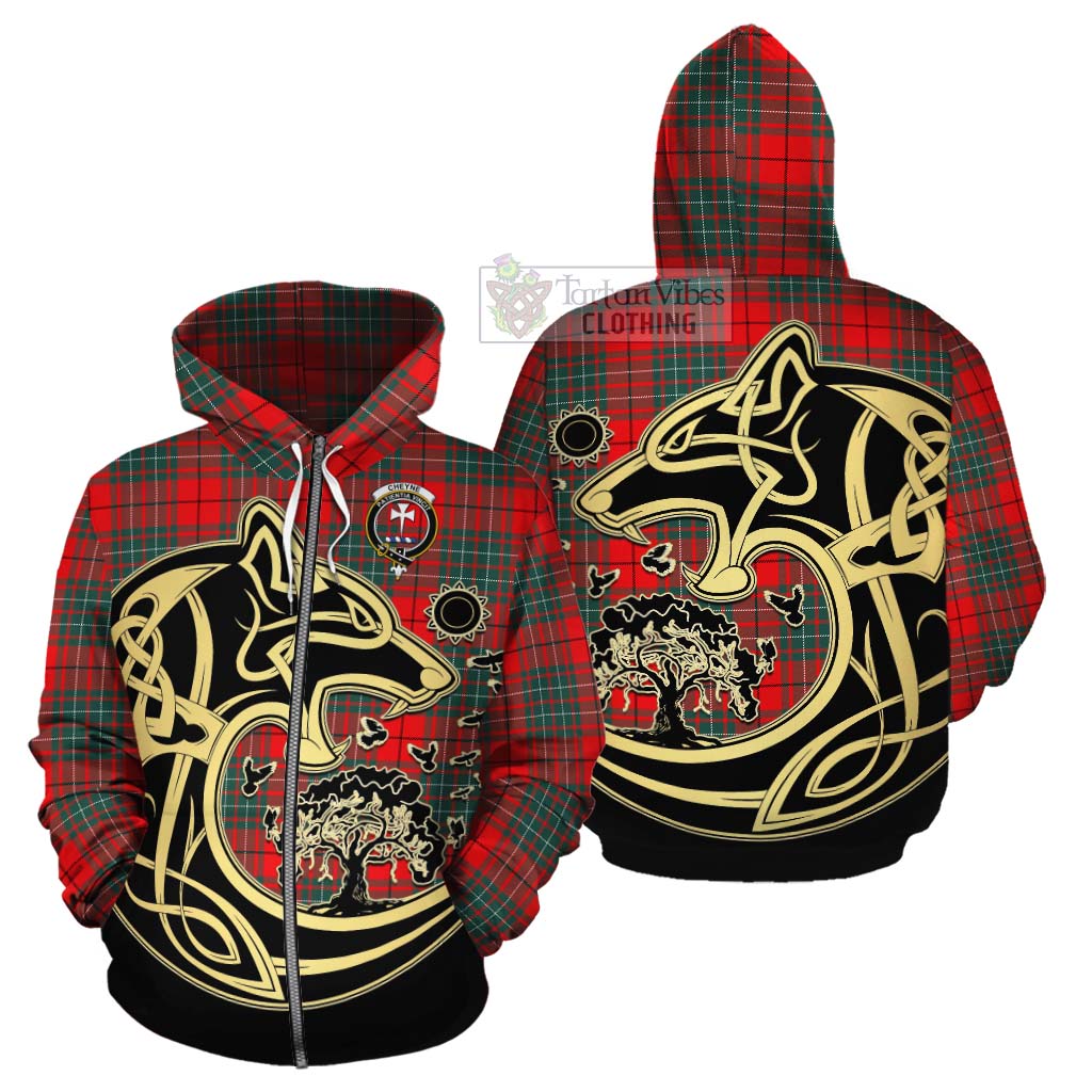 Cheyne Tartan Cotton Hoodie with Family Crest Celtic Wolf Style - Tartan Vibes Clothing