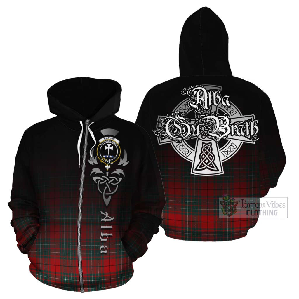 Tartan Vibes Clothing Cheyne Tartan Cotton Hoodie Featuring Alba Gu Brath Family Crest Celtic Inspired