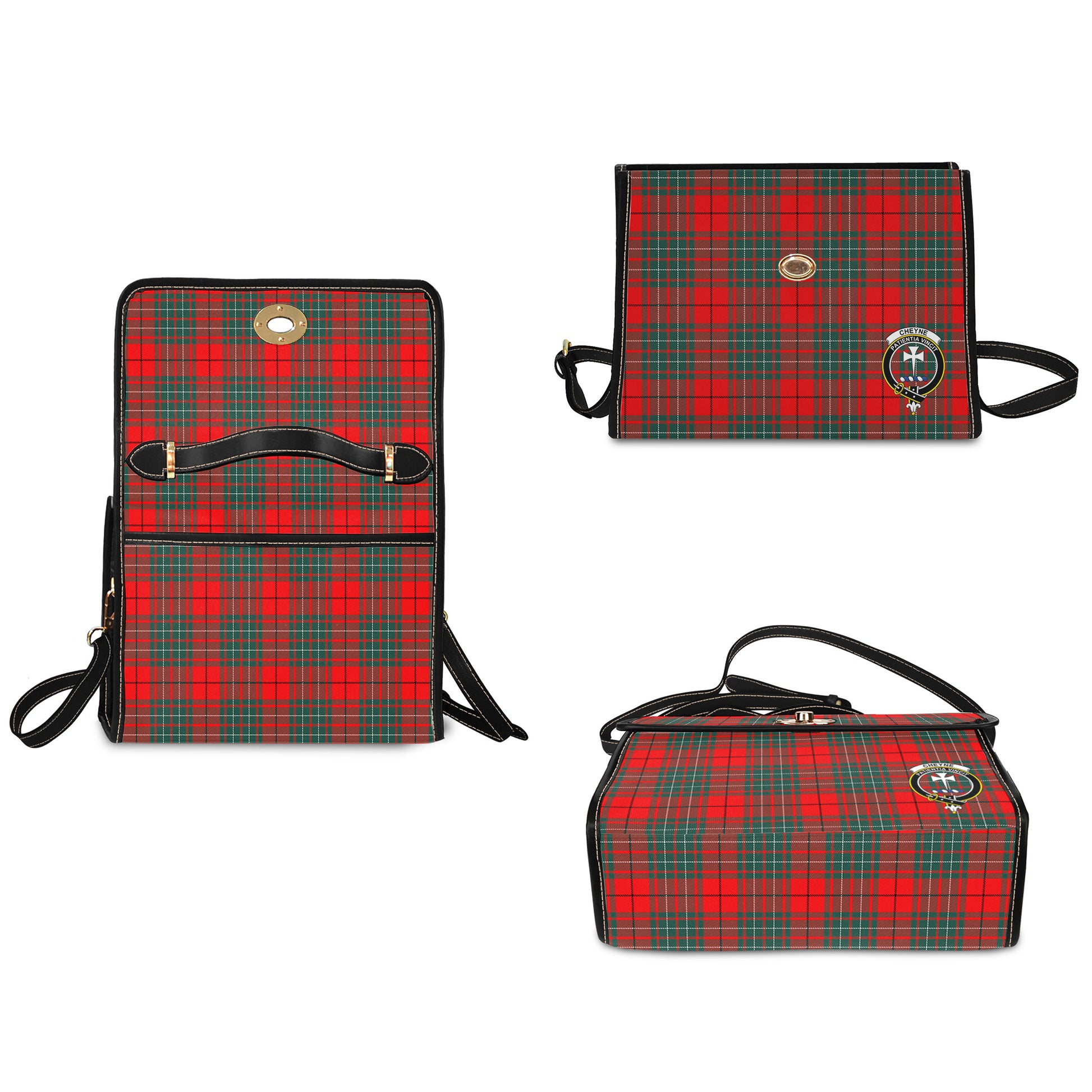 cheyne-tartan-leather-strap-waterproof-canvas-bag-with-family-crest