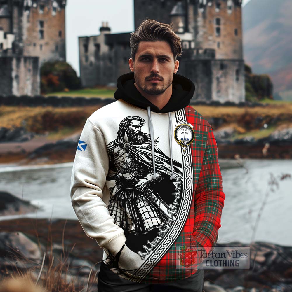 Cheyne Tartan Clan Crest Cotton Hoodie with Highlander Warrior Celtic Style - Tartan Vibes Clothing