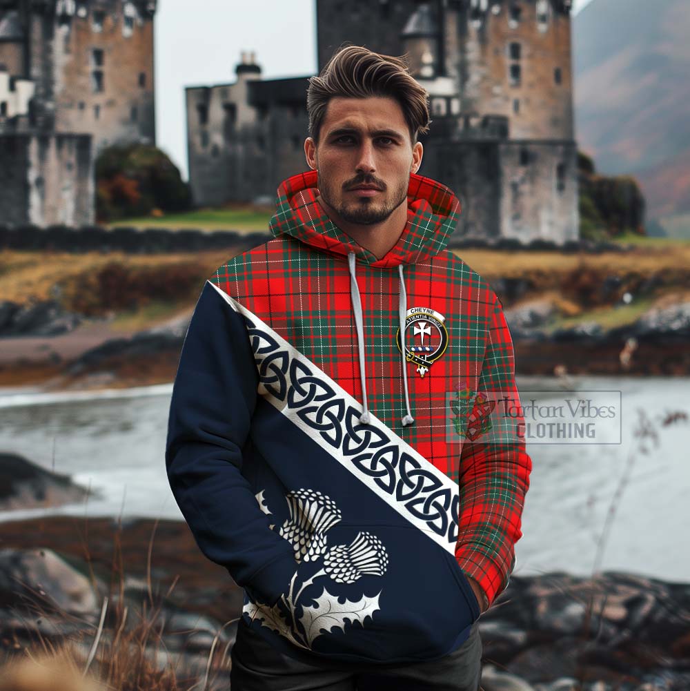 Cheyne Tartan Cotton Hoodie Featuring Thistle and Scotland Map - Tartan Vibes Clothing