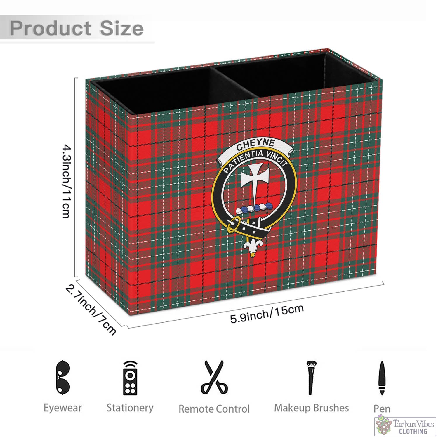 Cheyne Tartan Pen Holder with Family Crest - Tartan Vibes Clothing