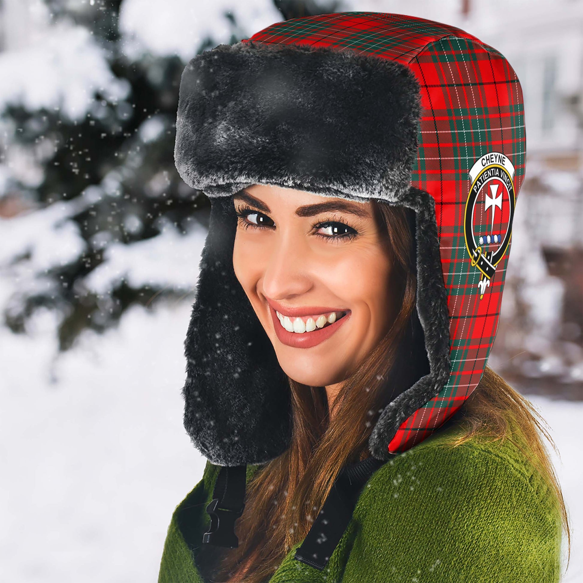 Cheyne Tartan Winter Trapper Hat with Family Crest - Tartan Vibes Clothing