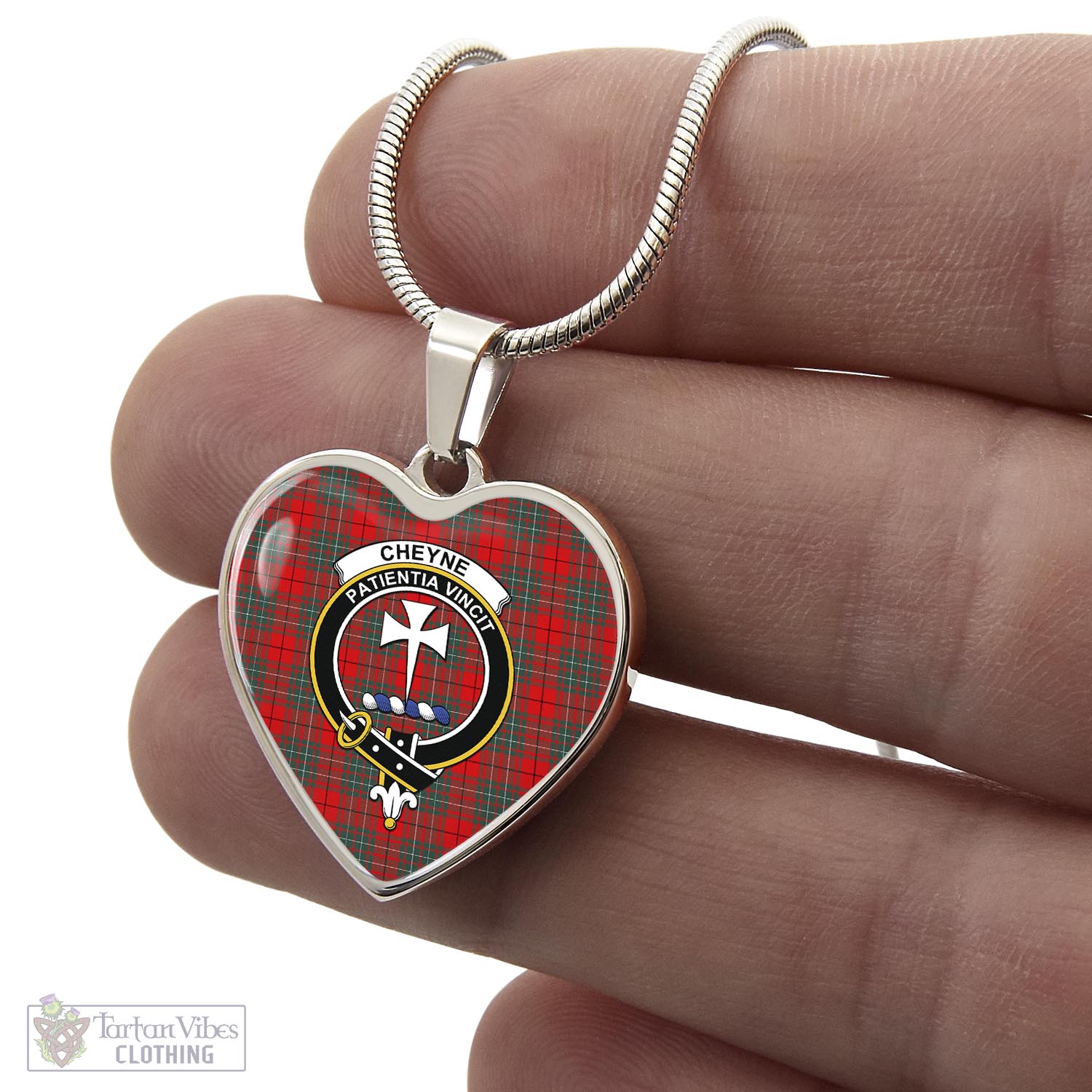 Cheyne Tartan Heart Necklace with Family Crest - Tartan Vibes Clothing