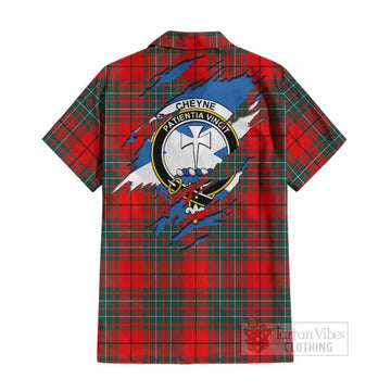 Cheyne Clan Crest In Me Tartan Cotton Hawaiian Shirt Scotland Flag Style