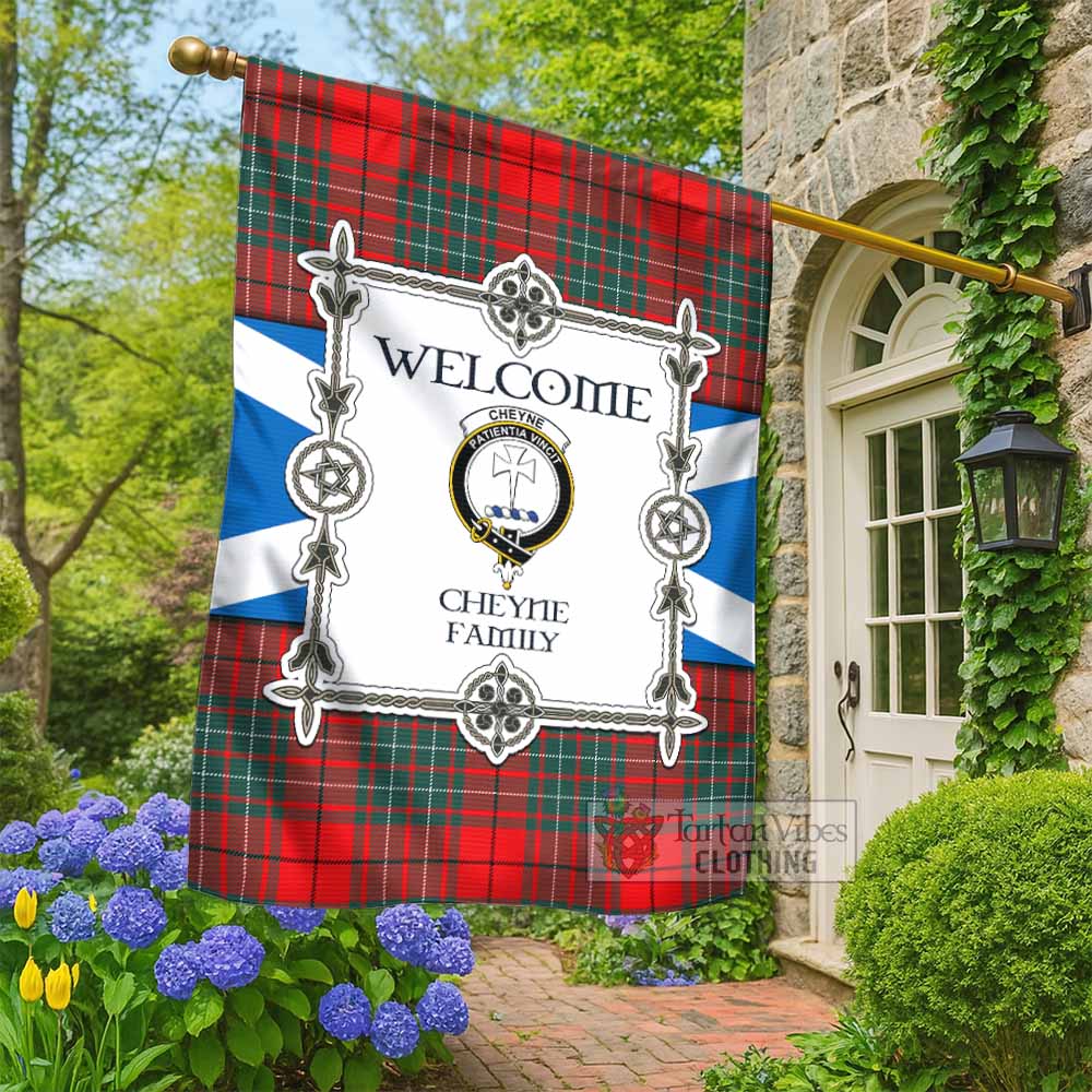 Cheyne Family Crest Tartan Welcome Garden Flag Saltire Harmony Style - Tartan Vibes Clothing