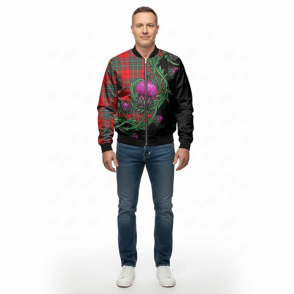 Cheyne Tartan Bomber Jacket Resilient Scottish Thistle - Tartan Vibes Clothing