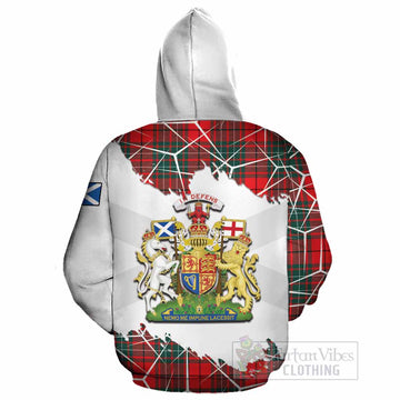 Cheyne Tartan Cotton Hoodie with Family Crest and Lion Rampant Grunge Style