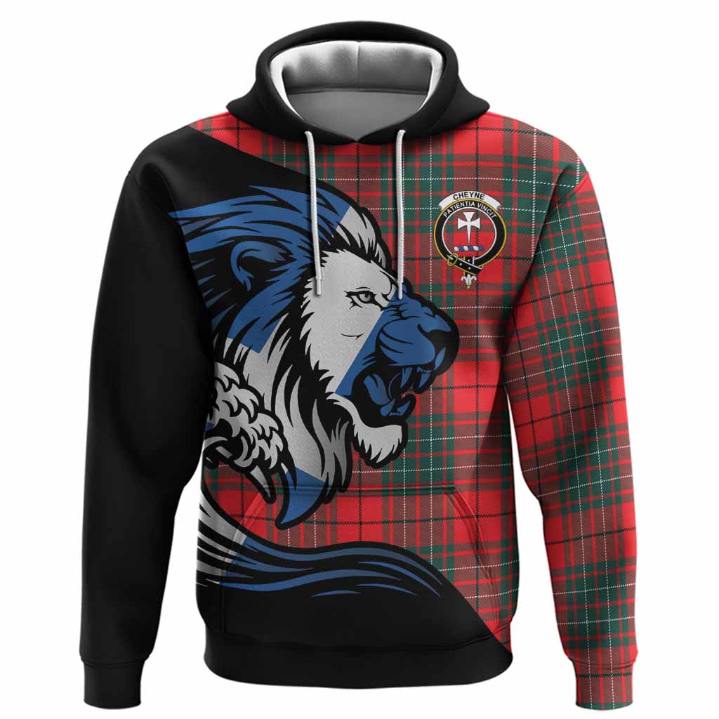 Cheyne Tartan Crest Hoodie Scottish Golden Lions Wave Flow