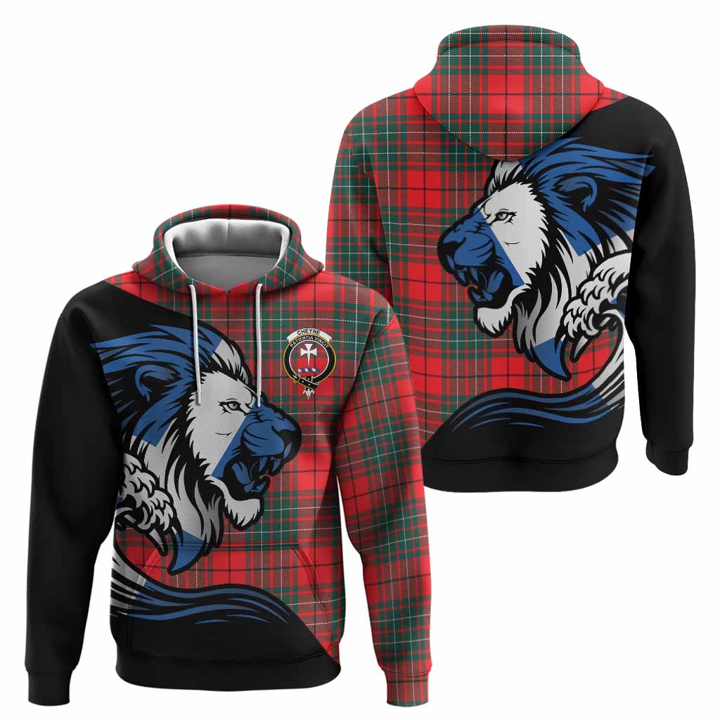Cheyne Tartan Crest Hoodie Scottish Golden Lions Wave Flow