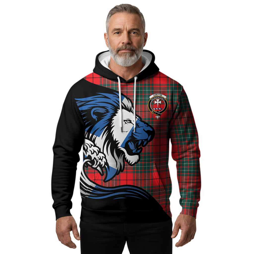 Cheyne Tartan Crest Hoodie Scottish Golden Lions Wave Flow