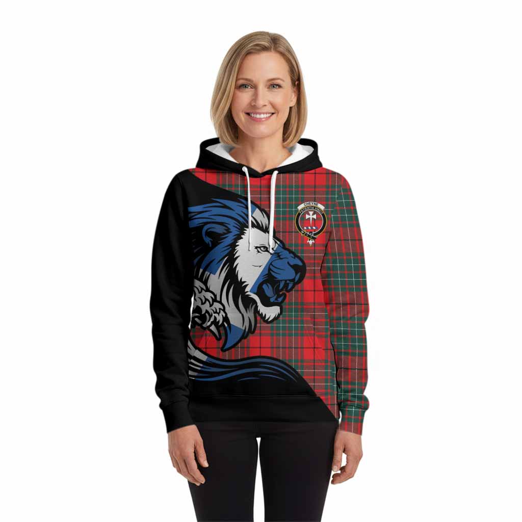 Cheyne Tartan Crest Hoodie Scottish Golden Lions Wave Flow
