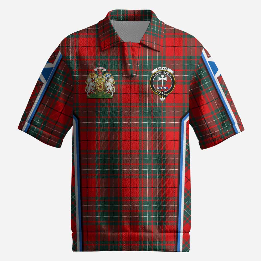 Cheyne Tartan Crest Men’s Polo Sweater Top Scotland Coat of Arm Flag Style